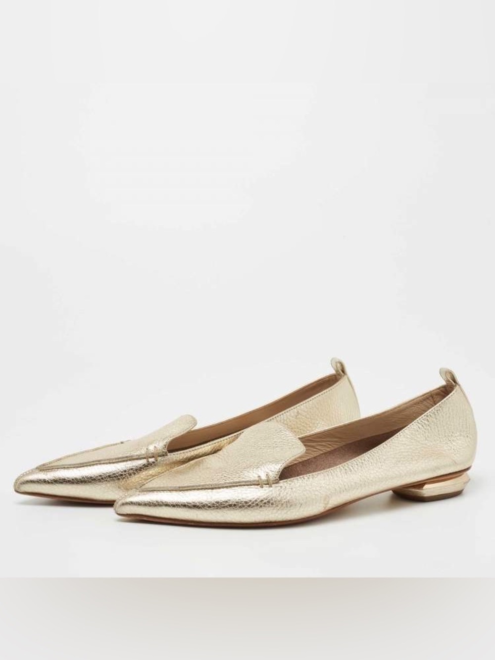 Nicholas Kirkwood Metallic Gold Leather Pointy Flat Mules
